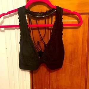 Pink Black Halter Lace Bralette